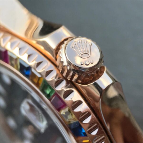 Yacht-Master 1 Golden Diamond Bezel Black Dial Rubber Strap 40mm - Image 7