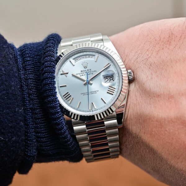 Rolex Oyster Perpetual Day-Date President 40mm in Platinum with Ice-Blue Dial Men's Watch 228236-0012 New - Image 19