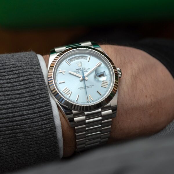 Rolex Oyster Perpetual Day-Date President 40mm in Platinum with Ice-Blue Dial Men's Watch 228236-0012 New - Image 5
