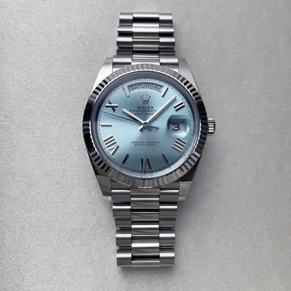 Rolex Oyster Perpetual Day-Date President 40mm in Platinum with Ice-Blue Dial Men's Watch 228236-0012 New - Image 22