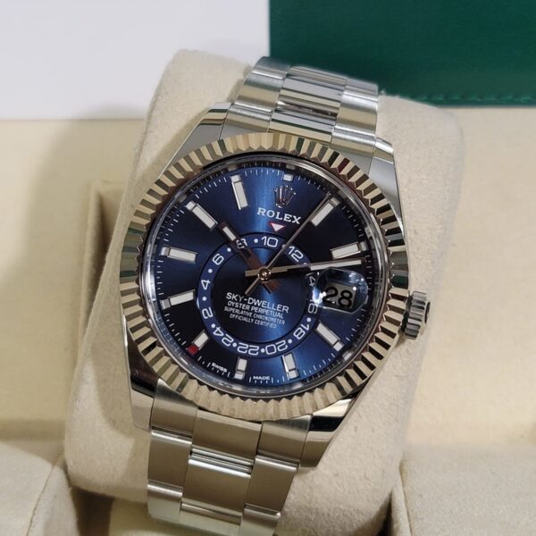 Rolex Sky-Dweller Serise Blue Dial Gold Bezel Steel Band Men's Watch M326934-0003 Unworn - Image 6