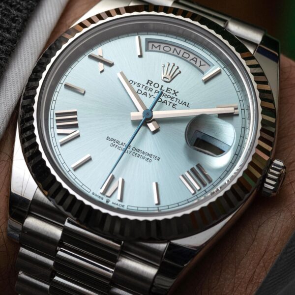 Rolex Oyster Perpetual Day-Date President 40mm in Platinum with Ice-Blue Dial Men's Watch 228236-0012 New - Image 3