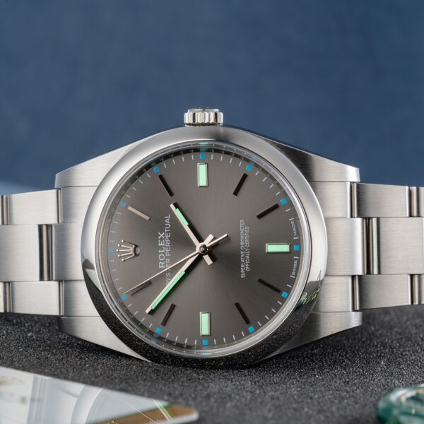 Rolex Oyster Perpetual 39mm Dark Rhodium Dial Watch 114300-0001 - Image 8
