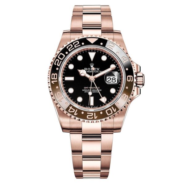 Rolex 126715CHNR GMT-Master II Black Dial Oyster Bracelet 18k Rose Gold Watch