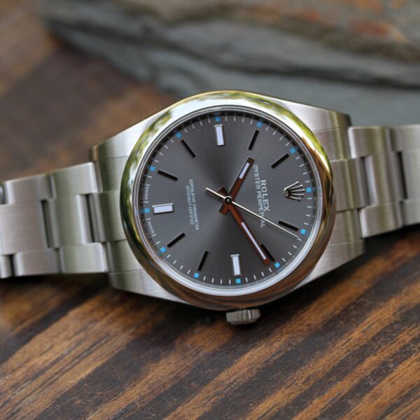 Rolex Oyster Perpetual 39mm Dark Rhodium Dial Watch 114300-0001 - Image 9