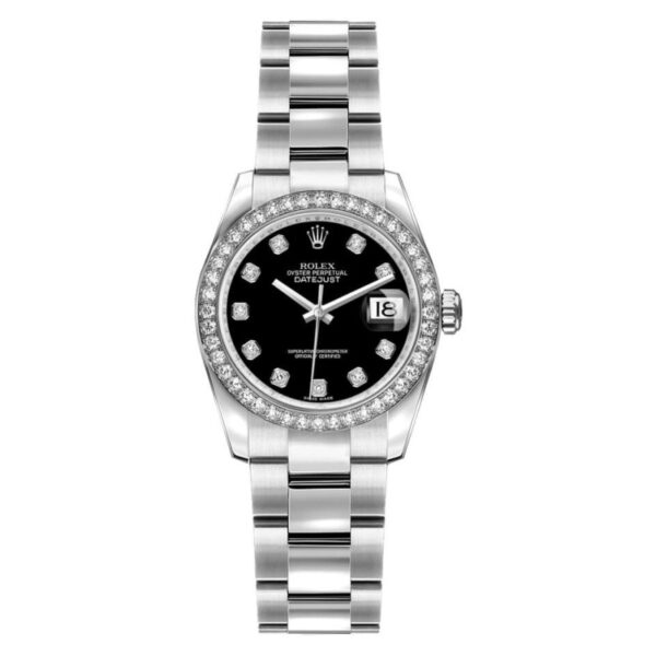 Rolex Lady-Datejust 31mm Black Dial Women's Watch 179384-0002