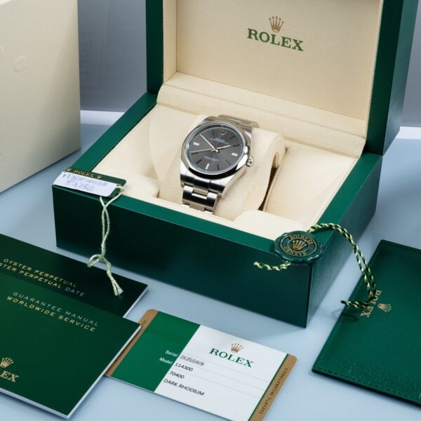Rolex Oyster Perpetual 39mm Dark Rhodium Dial Watch 114300-0001 - Image 15