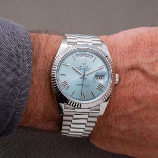 Rolex Oyster Perpetual Day-Date President 40mm in Platinum with Ice-Blue Dial Men's Watch 228236-0012 New - Image 14
