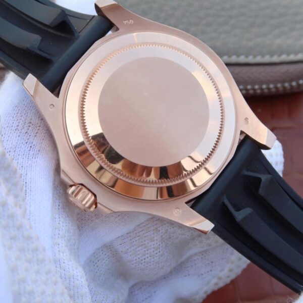 Yacht-Master 1 Golden Diamond Bezel Black Dial Rubber Strap 40mm - Image 8