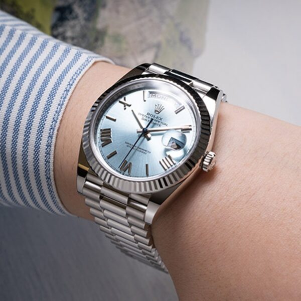 Rolex Oyster Perpetual Day-Date President 40mm in Platinum with Ice-Blue Dial Men's Watch 228236-0012 New - Image 6
