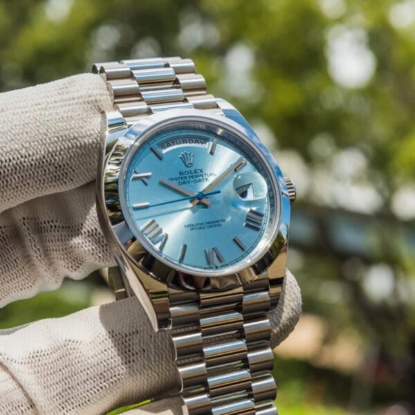 Rolex Oyster Perpetual Day-Date President 40mm in Platinum with Ice-Blue Dial Men's Watch 228236-0012 New - Image 15