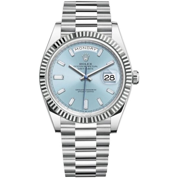 Rolex Oyster Perpetual Day-Date President 40mm in Platinum with Ice-Blue Dial Men's Watch 228236-0012 New - Image 23