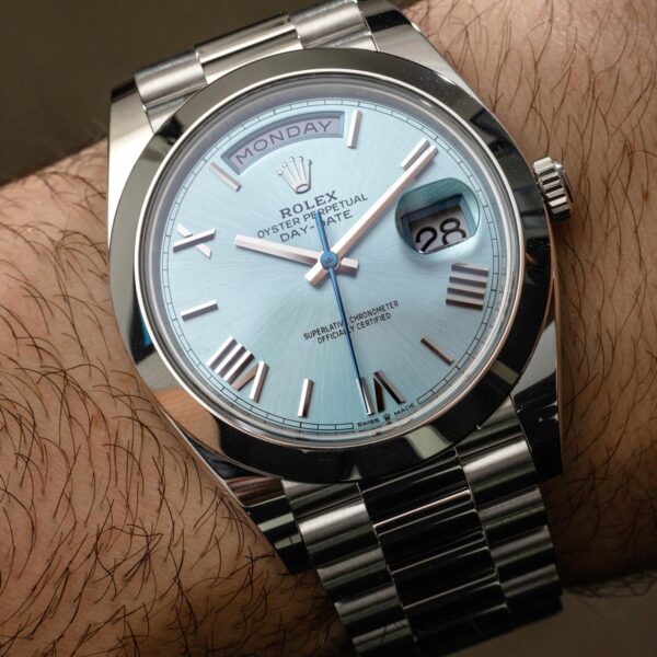 Rolex Oyster Perpetual Day-Date President 40mm in Platinum with Ice-Blue Dial Men's Watch 228236-0012 New - Image 21