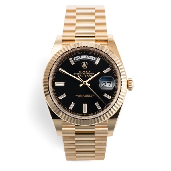ROLEX 228238 DAY-DATE 40MM PRESIDENT 18K YELLOW GOLD SILVER ROMAN DIAL - Image 13
