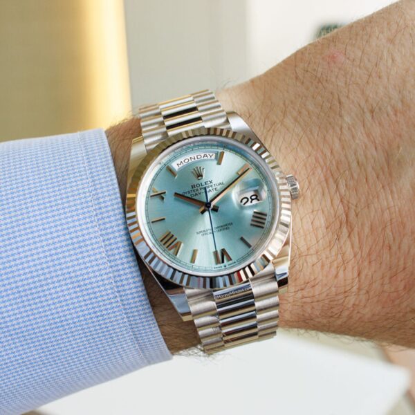 Rolex Oyster Perpetual Day-Date President 40mm in Platinum with Ice-Blue Dial Men's Watch 228236-0012 New - Image 16