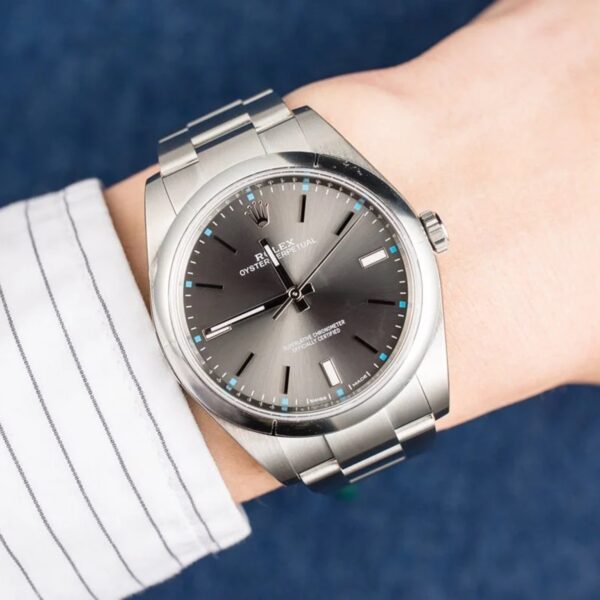 Rolex Oyster Perpetual 39mm Dark Rhodium Dial Watch 114300-0001 - Image 3